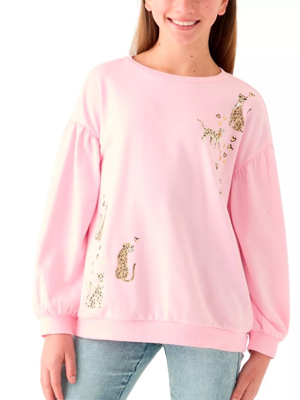 Crown & Ivy French Terry Sweeper Sweatshirt Pink Cheetah Pink Size Small Size 7